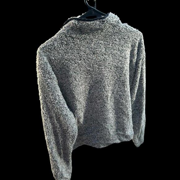 Copper Key Womens Jacket Gray Zip Up Mock Neck Faux Fur Fuzzy Long Sleeves L - Picture 3 of 6